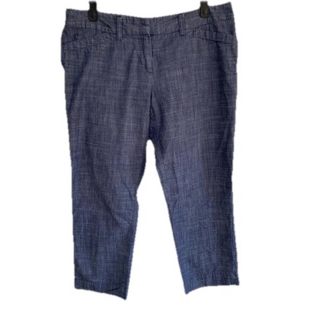 The Limited Drew Fit Cropped Pants Womens 8 Blue Cotton Chambray Tapered Trouser
